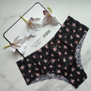 NWT PINK VICTORIA'S SECRET NO-SHOW SOFT LACE CHEEKSTER PANTY IN PURE BLACK FLORA